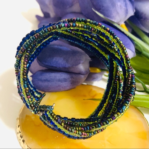 🌺sparkle seedbead Memory Wire cuff Bracelet - Picture 7 of 10